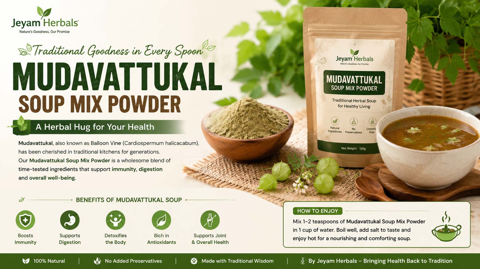 Mudavattukal Soup Mix Powder | Traditional Herbal Soup | Jeyam Herbals